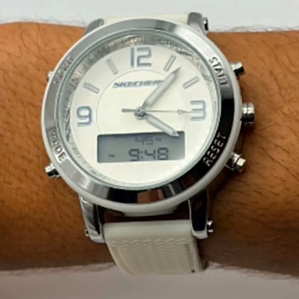Silver Analog-Digital Sketcher's Men’s Watch.
